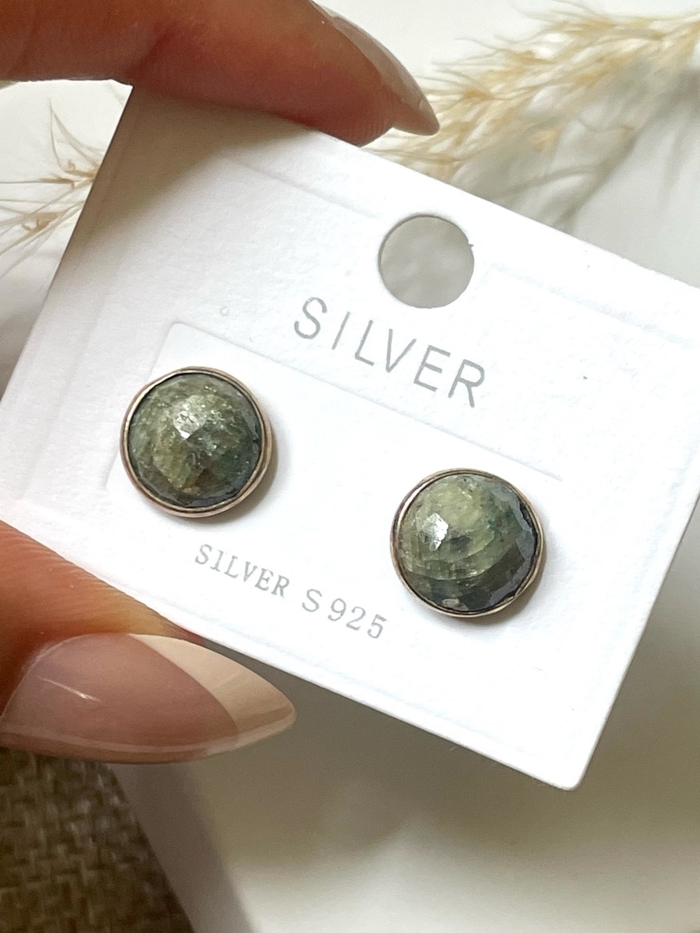 Jade Earring studs in 925 Sterling silver